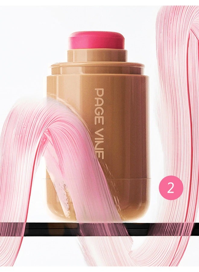 PAGE VINE Pocket Blush -  Long Lasting Smooth Lipstick Blush Stick, Matte Highly Chroma Blusher Paste, Waterproof Blusher Cream #02 - Image 2