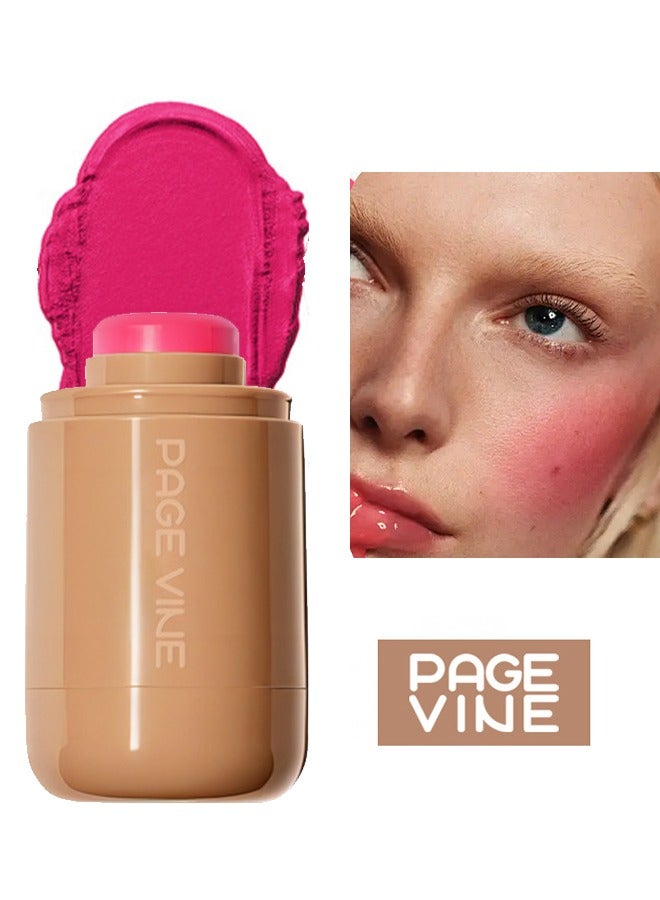PAGE VINE Pocket Blush -  Long Lasting Smooth Lipstick Blush Stick, Matte Highly Chroma Blusher Paste, Waterproof Blusher Cream #02 - Image 1