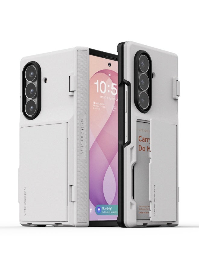 Modern Go Samsung Galaxy Z Fold 8 Ultra Case Cover Wallet with 2 Card Holder Compartment - Cream