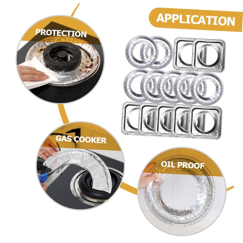 20 Aluminum Foil Stove Burner Liners Gas Stove Protector Covers For Kitchen Range - Image 4