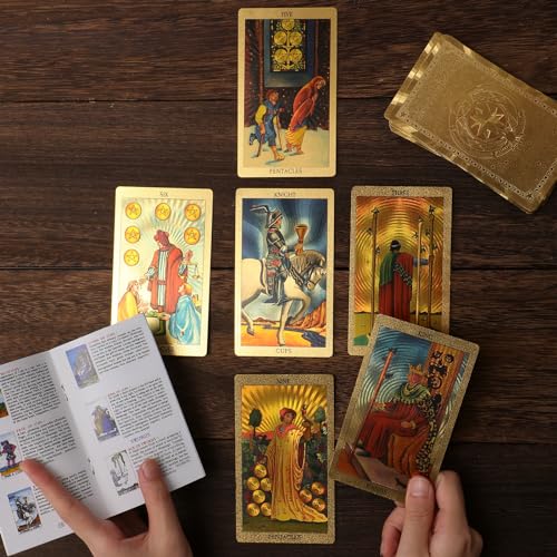 EGCUQ 78 Tarot Cards with Guide BookRider Waite Tarot DeckGold Foil Tarot Cards Deck for Beginners Waterproof and Durable - Image 5