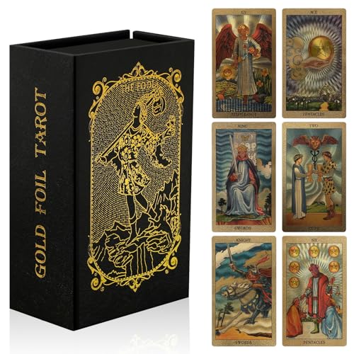 EGCUQ 78 Tarot Cards with Guide BookRider Waite Tarot DeckGold Foil Tarot Cards Deck for Beginners Waterproof and Durable - Image 1