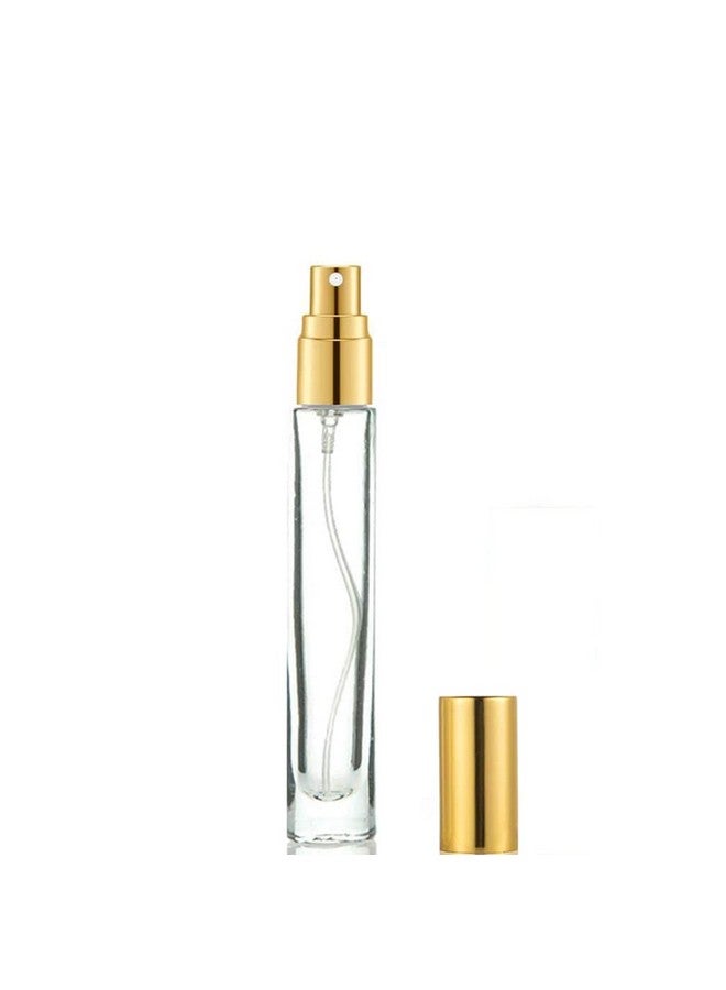 ELFENSTALL Thick Glass 5Pcs 10Ml 13Oz Gold Spray Bottle Refill Perfume Hydrating Fragrance Fine Mist Atomizer Cosmetic Container Round Tube Party Makeup Tool Travel Gift Sample - Image 2