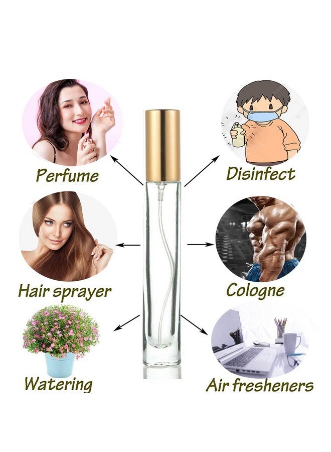 ELFENSTALL Thick Glass 5Pcs 10Ml 13Oz Gold Spray Bottle Refill Perfume Hydrating Fragrance Fine Mist Atomizer Cosmetic Container Round Tube Party Makeup Tool Travel Gift Sample - Image 4