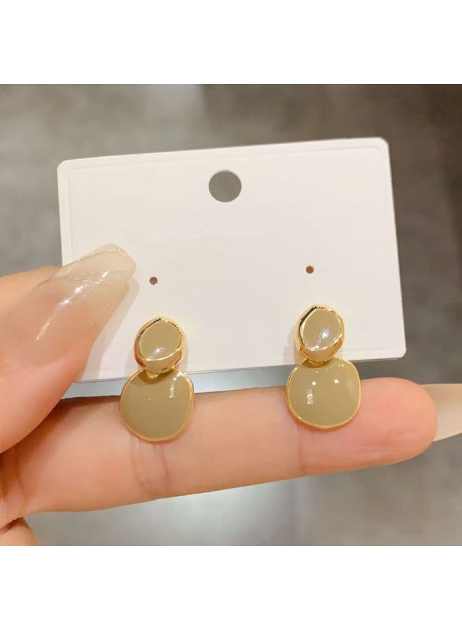 Goolsky أقراط هندسية فاخرة فرنسية من الفضة الإسترلينية S925 للنساء - أقراط دائرية غير منتظمة بتفاصيل ذهبية، حواف دائرية غير منتظمة مطلية بالذهب مقاومة للتأكسد، للمكتب والمناسبات اليومية والزفاف - Image 1