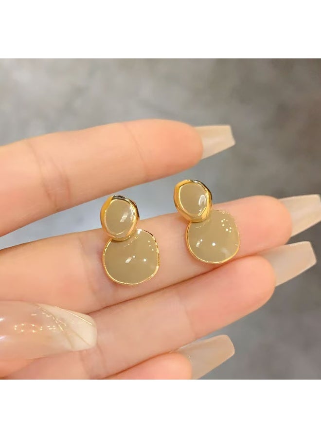 Goolsky أقراط هندسية فاخرة فرنسية من الفضة الإسترلينية S925 للنساء - أقراط دائرية غير منتظمة بتفاصيل ذهبية، حواف دائرية غير منتظمة مطلية بالذهب مقاومة للتأكسد، للمكتب والمناسبات اليومية والزفاف - Image 2