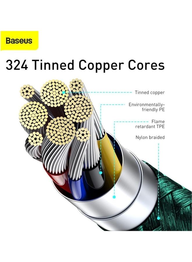 Baseus USB C Cable 1M, Nylon Braided 100W Power Delivery PD Fast Charge Cable USB C to USB C for iPhone 15 Pro/15 Pro Max/15/15 Plus, iPad mini 6, MacBook Pro/Air, iPad Pro, Samsung S23+, Huawei Mate X3, Green Green - Image 4