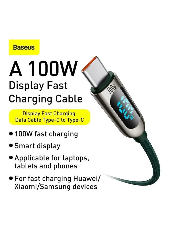 Baseus USB C Cable 1M, Nylon Braided 100W Power Delivery PD Fast Charge Cable USB C to USB C for iPhone 15 Pro/15 Pro Max/15/15 Plus, iPad mini 6, MacBook Pro/Air, iPad Pro, Samsung S23+, Huawei Mate X3, Green Green - Image 2