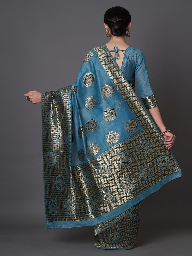 LACOSSI Pure Fancy Kanjivaram Jacquard Silk Saree Banarasi Silk Saree Rich Pallu Design Woven Jacquard Trendy Special Occassion Wear With Unstitched Blouse Piece Trendy Sari (Apple-2447) - Image 4