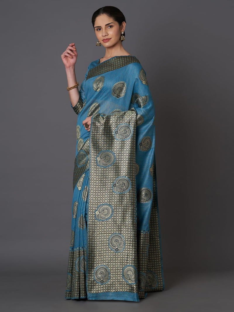 LACOSSI Pure Fancy Kanjivaram Jacquard Silk Saree Banarasi Silk Saree Rich Pallu Design Woven Jacquard Trendy Special Occassion Wear With Unstitched Blouse Piece Trendy Sari (Apple-2447) - Image 3