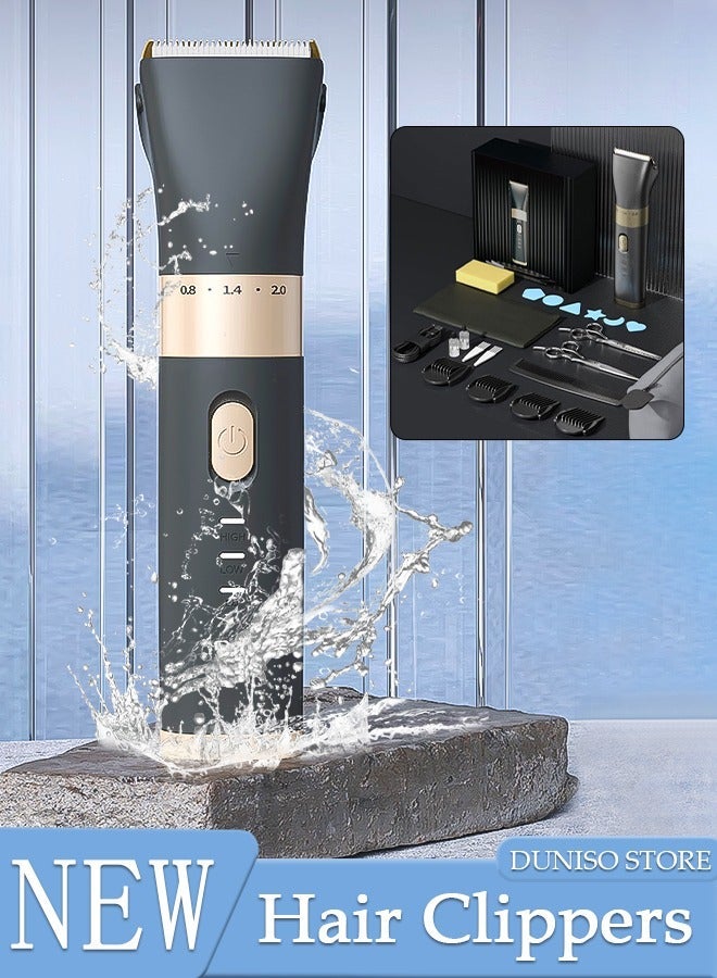 DUNISO Cordless Hair Clippers with 5 Modes, 4 Kinds of positioning combs, Detachable Blades, Turbo Motor Professional Beard Grooming Kit for Barbers Convenient at Home Haircutting - Image 1