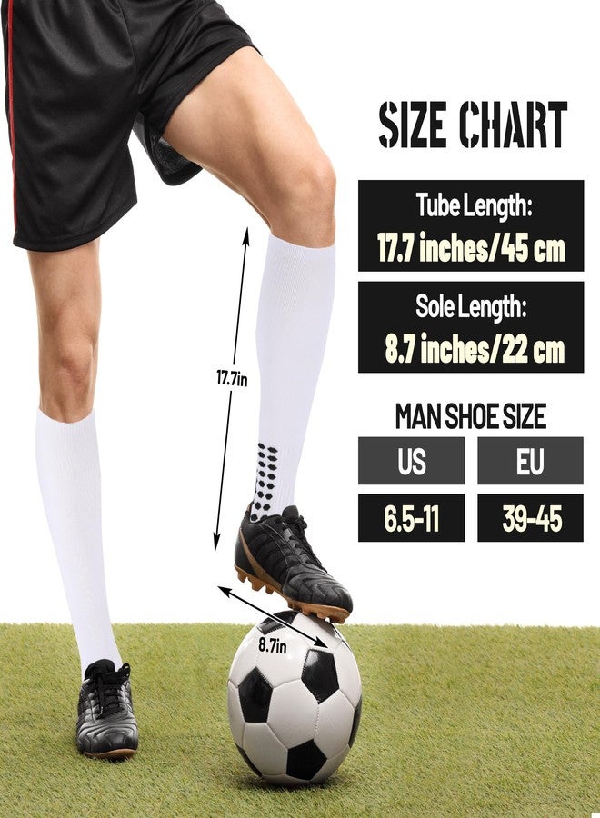 Ultrafun 4 Pairs Grip Soccer Socks Non Slip Knee High Compression Soccer Football Socks (4Pairs-White) - Image 2