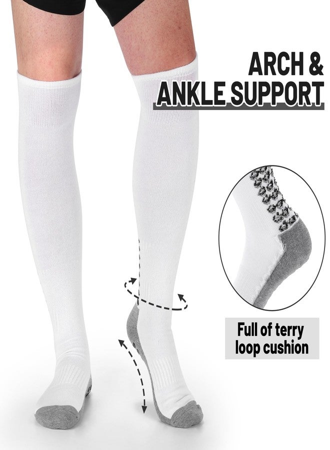 Ultrafun 4 Pairs Grip Soccer Socks Non Slip Knee High Compression Soccer Football Socks (4Pairs-White) - Image 5