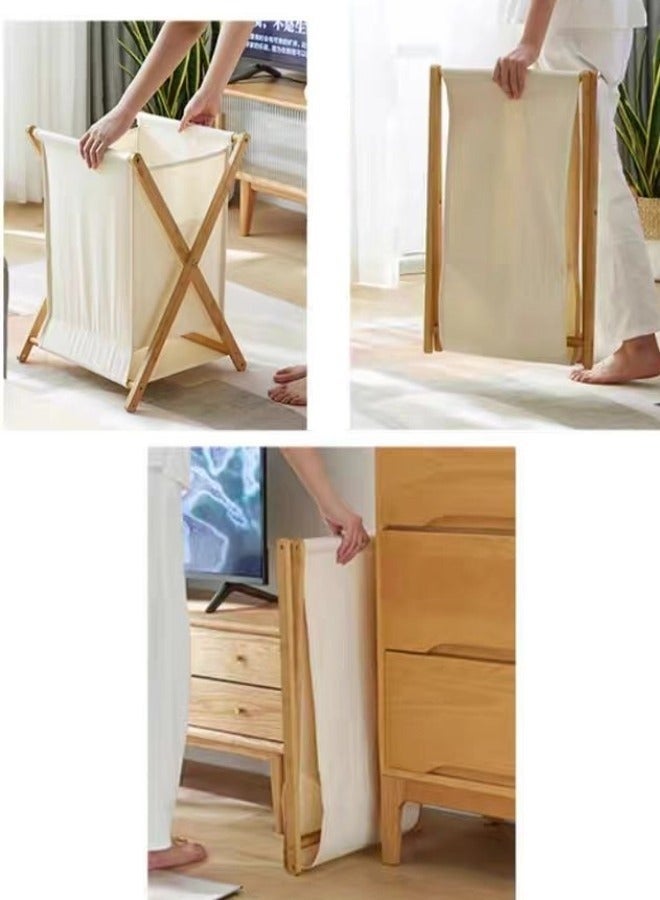 Bukela Portable Laundry Hamper Fordable Dirty Clothes Large Storage Basket Laundry Basket Yoga Mat Storage Basket Toys Storage Organizer Clothes Storage for Bathroom Bedroom 56.5×50×34CM - Image 4