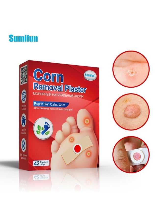 Sumifun 42 Pack Corn Removal Plaster Gentle Painless Foot Care Mat Effective For Corns Calluses Dead Skin With Foot Ding Plantar Wart Cream For Home Daily Use - Image 1