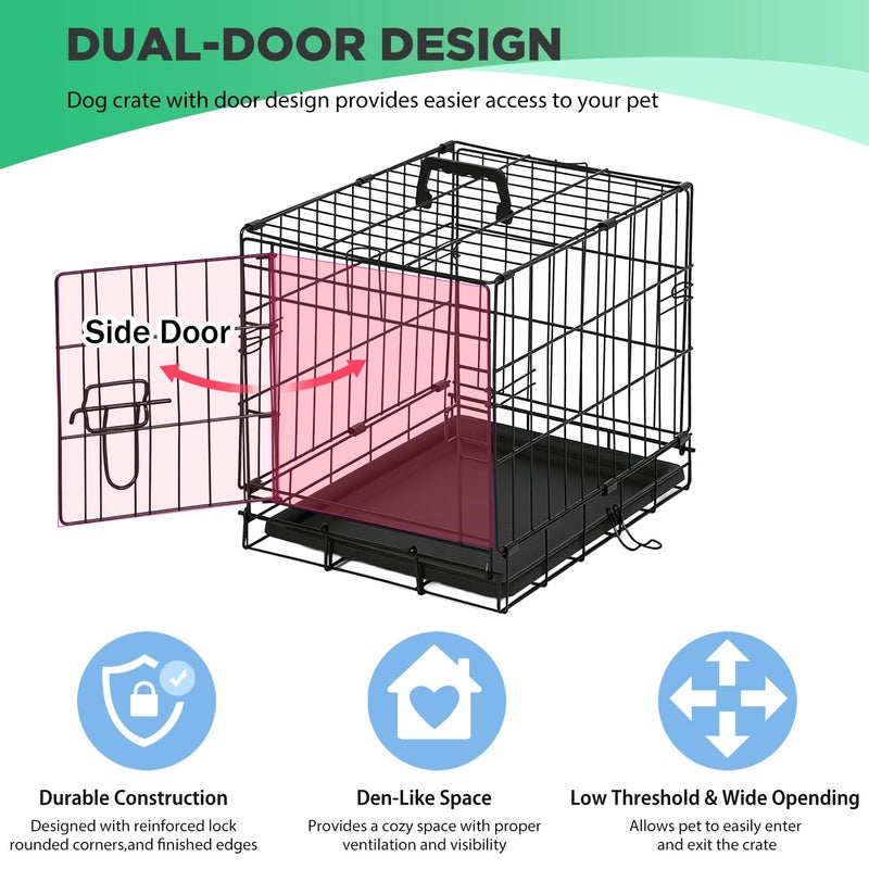 BestPet | Dog Crate | 18" | Black | Foldable Metal Kennel with Single Doors, Secure Slide-Bolt Latches, Leakproof Tray | Portable Dog Cage for Small Breeds | for Travel, Indoor & Outdoor Use - Image 3