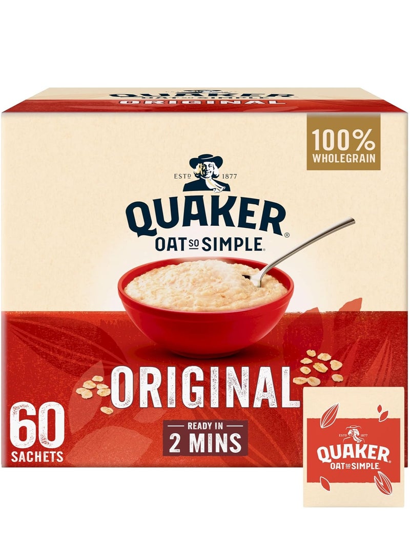 Quaker 60-Piece So Simple Instant Oatmeal Suitable As Baby Food in Original Flavor Individually Wrapped - Image 1