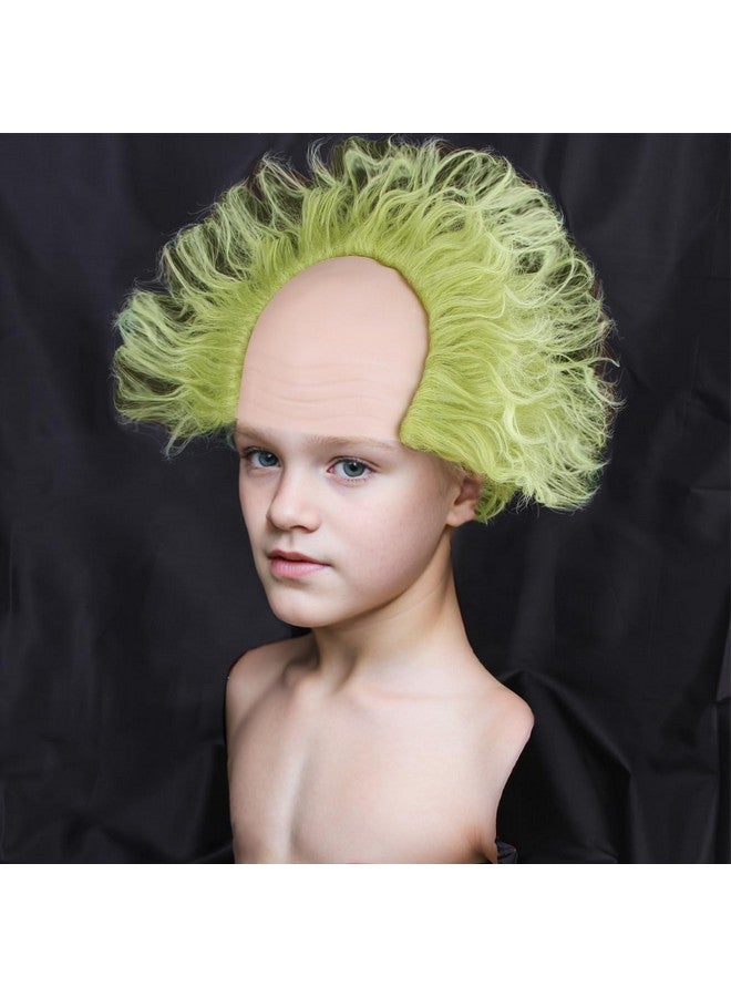 PATTNIUM Kids Green Wig with Bald Cap Child Short Ombre Green Wig Fluffy Wavy Wigs Cosplay Costume Halloween Wigs - Image 3