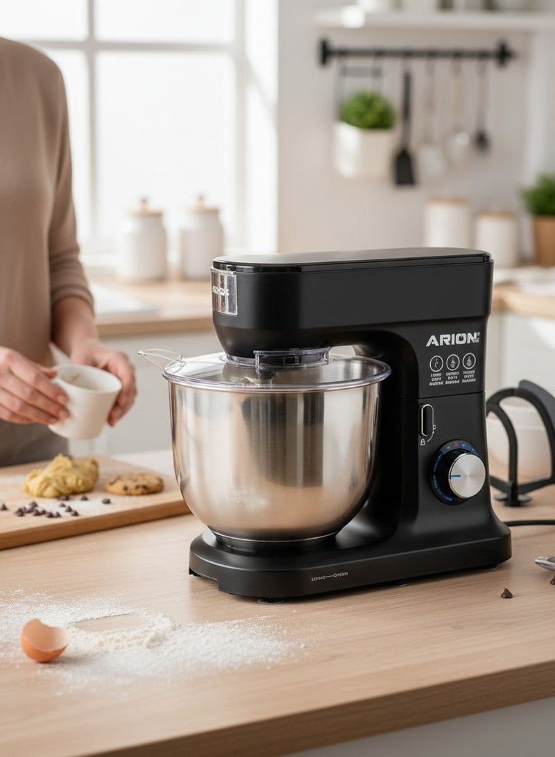 أريون اريون عجانة احترافي أريون ليدر، موتور 2000 واط، وعاء ستانلس ستيل 10 لتر، 6 سرعات، أسود (موديل: AR-2000W) - Image 3