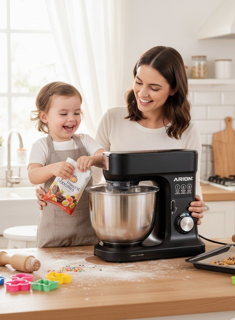 أريون اريون عجانة احترافي أريون ليدر، موتور 2000 واط، وعاء ستانلس ستيل 10 لتر، 6 سرعات، أسود (موديل: AR-2000W) - Image 2