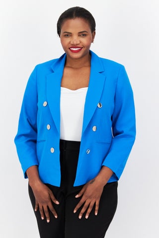 Women Plus Size Textured Blazer, Blue - pzsku/Z2CB69ED64D87F1B575A3Z/45/_/1744985740/da700710-e463-4182-92f8-1354c26e3bb0