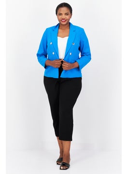 Bar III Women Plus Size Textured Blazer, Blue  - Image 2