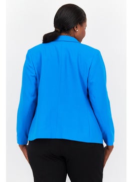 Bar III Women Plus Size Textured Blazer, Blue  - Image 4