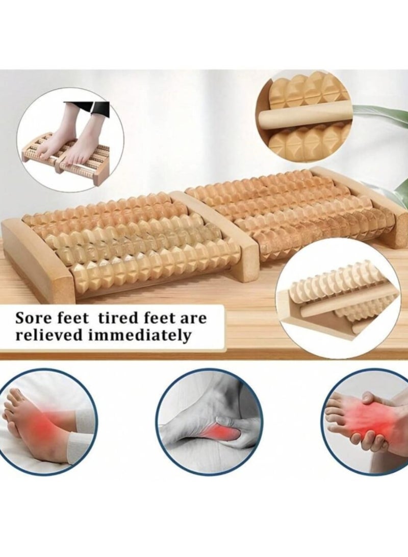 جهاز من الخشب الطبيعي دوار لتدليك القدم أداة التدليك من الخشب الطبيعي للعناية بالقدم - Image 4