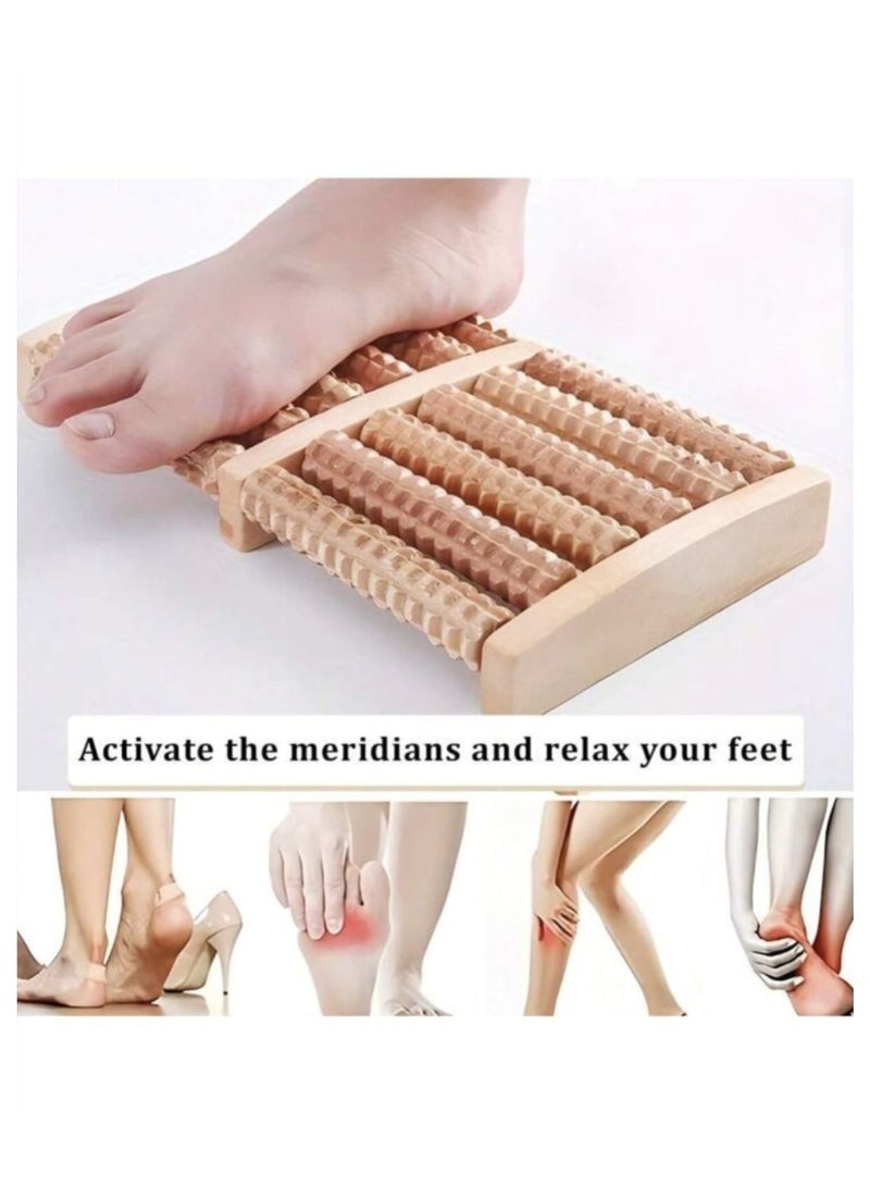 جهاز من الخشب الطبيعي دوار لتدليك القدم أداة التدليك من الخشب الطبيعي للعناية بالقدم - Image 1