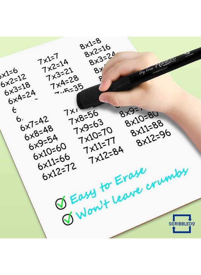 Scribbledo Magnetic Dry Erase Markers Fine Tip Black Color Low Odor Whiteboard Markers With Eraser Cap Thin Skinny White Board Markers For Adults Students Teachers Kids Art Home & School (4 Pack) - Image 3