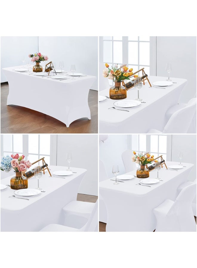 Arabest Spandex Table Cloth, 6ft Table Cover Rectangular Stretch Table Cloth Tight Fit Tablecloth for Parties, Trade Shows, Weddings and Events of All Kinds(White) - Image 5