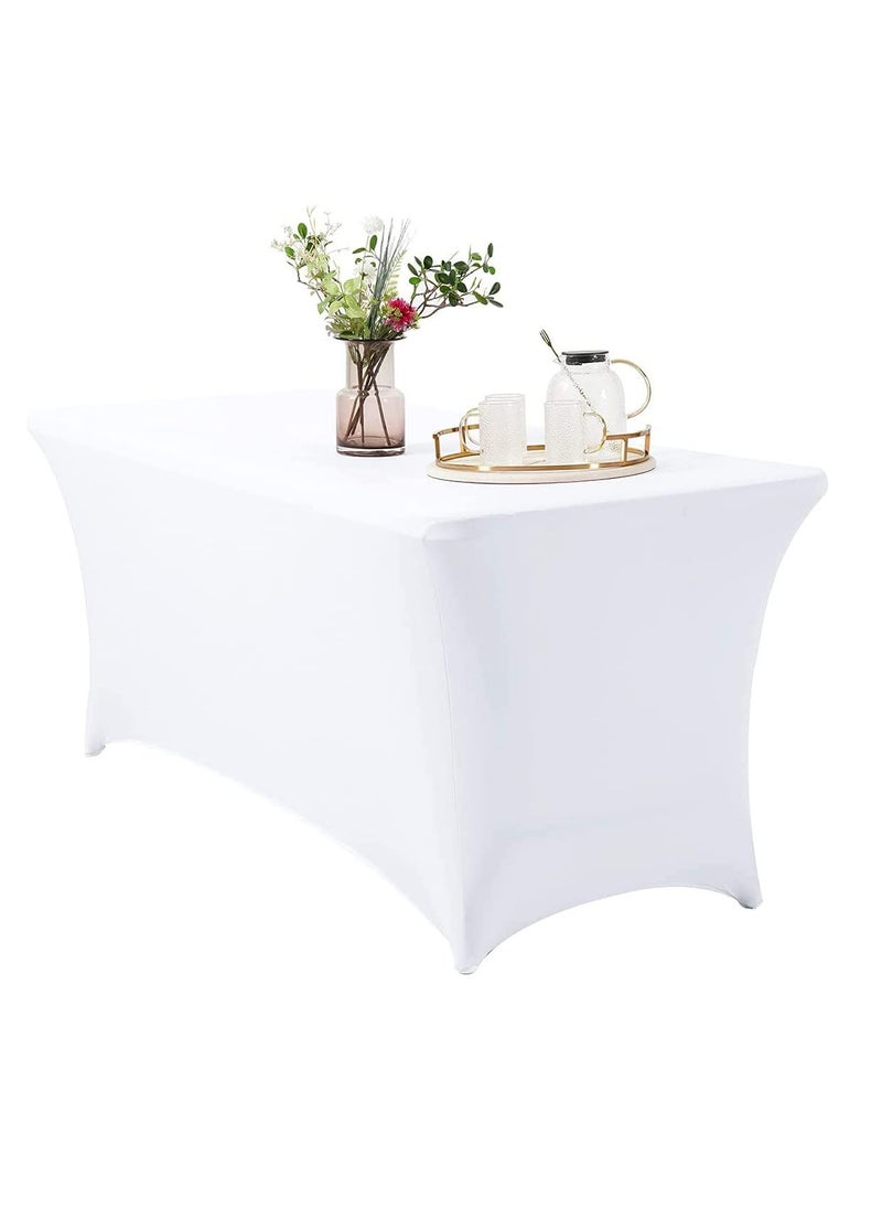 Arabest - Spandex Table Cloth, 6ft Table Cover Rectangular Stretch Table Cloth Tight Fit Tablecloth for Parties, Trade Shows, Weddings and Events of All Kinds(White) - Image 1
