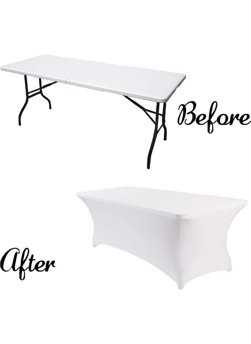 Arabest - Spandex Table Cloth, 6ft Table Cover Rectangular Stretch Table Cloth Tight Fit Tablecloth for Parties, Trade Shows, Weddings and Events of All Kinds(White) - Image 1