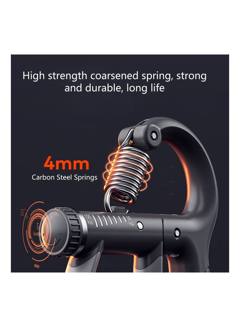 KASTWAVE أجهزة تقوية قبضة اليد، مقاومة وزن قابلة للتعديل من 10-100 رطل، متتبع القبضة يتتبع عدد الضغطات، أجهزة تقوية الساعدين للرجال الرياضيين والتعافي من إصابات اليد - Image 4