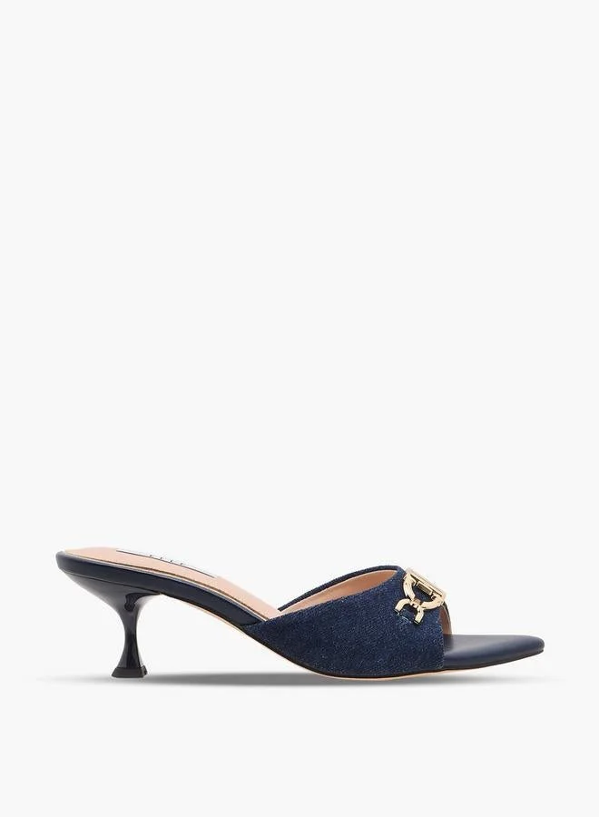 ELLE Women Metal Accent Flared Heel Sandals
