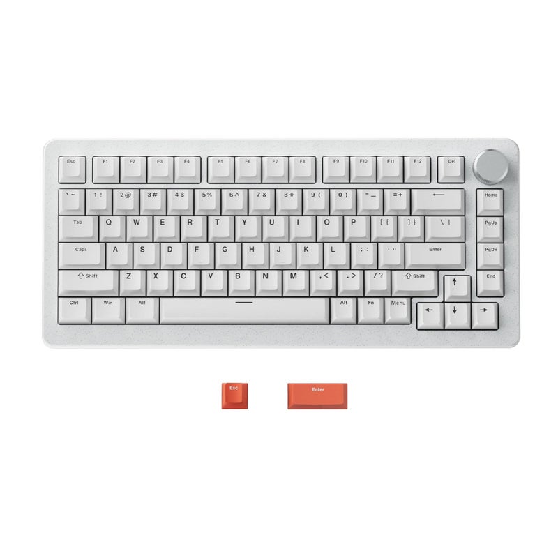 DrunkDeer A75 Pro Rapid Trigger Mechanical Gaming Keyboard Silent Magnetic Switch Adjustable Actuation PBT Keycap Cherry Profile RGB 75% 82Keys ANSI Wired with Knob,White - Image 1