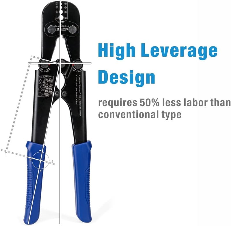 IWISS iCrimp Swaging Tool, Wire Rope Crimping Tools for Aluminum Copper Duplex Hourglass Sleeves, Stop Buttons and Ferrules with Built-in Cable Cutter Works from 3/64-inch to 1/8-inch - Image 2