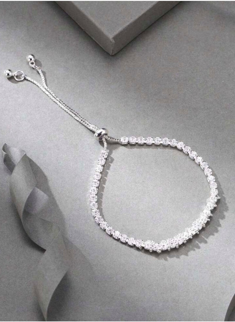 Equal - Luxury & Elegant Women's Silver Plated Bracelet Cubic Zirconia - Image 1