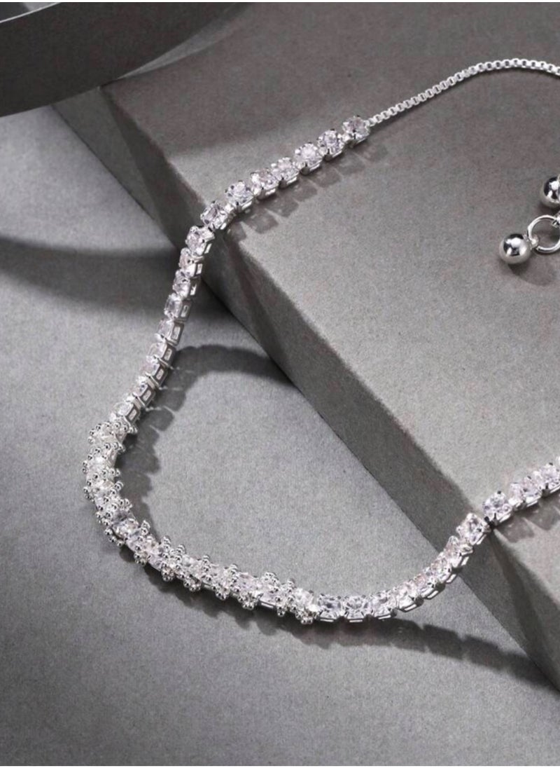Equal - Luxury & Elegant Women's Silver Plated Bracelet Cubic Zirconia - Image 1