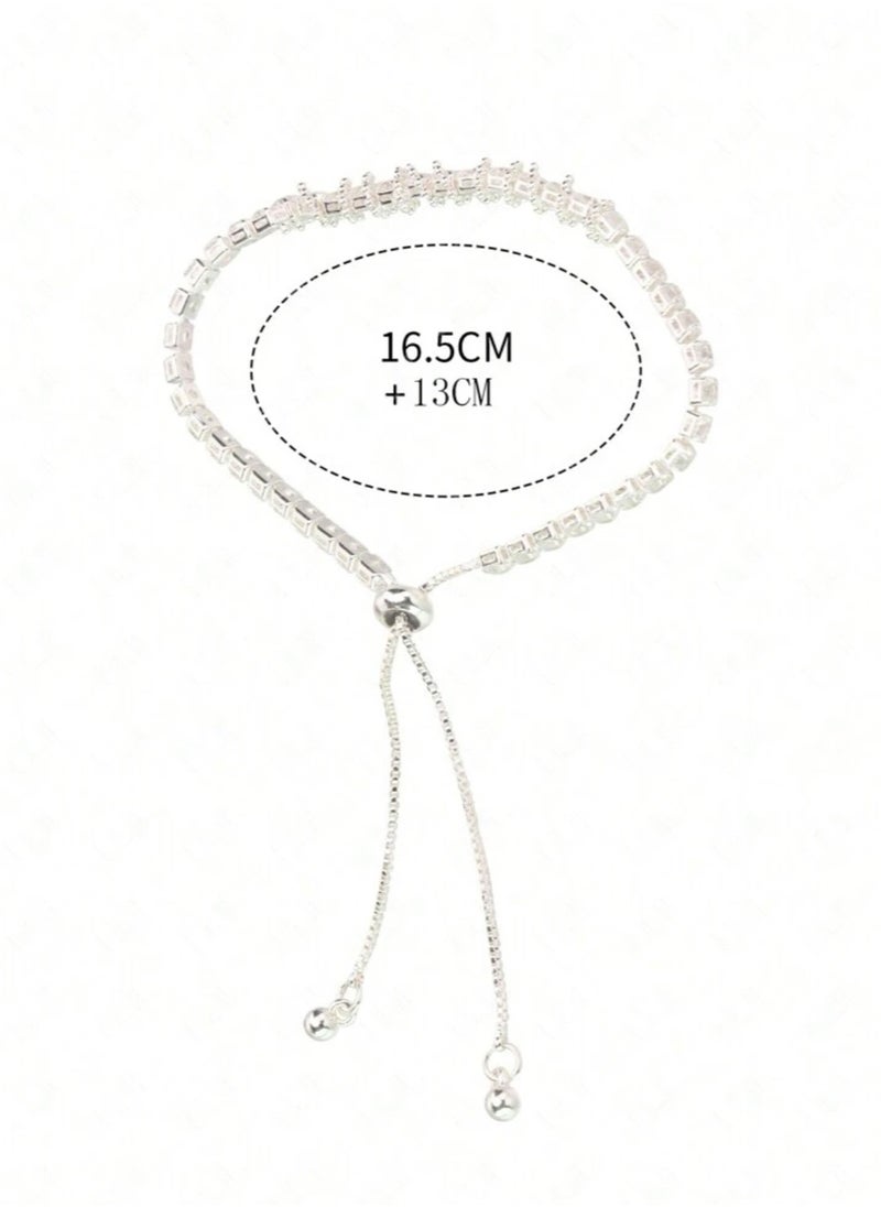 Equal - Luxury & Elegant Women's Silver Plated Bracelet Cubic Zirconia - Image 1
