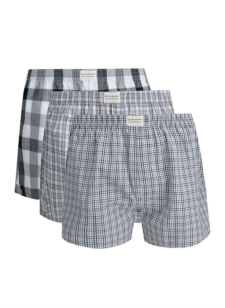 GIORDANO - Men's Cotton Contrast Color Boxers (3pcs/pack) - Image 1