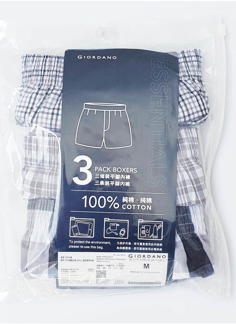 GIORDANO - Men's Cotton Contrast Color Boxers (3pcs/pack) - Image 1