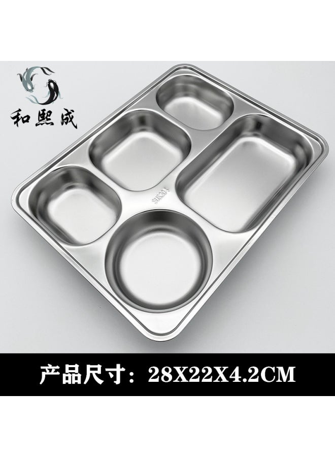 304 Stainless Steel Dinner Plate Square Thickeneded And Deepened With Lid Kidsren's Student Lunch Box Tableware Divided Lunch Box Dinner Plate