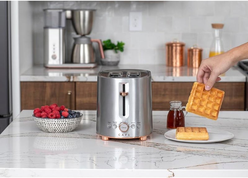 Café Express Finish 2-Slice Toaster | Extra-Wide Slots, Extra Lift for Waffles, Pastries, Texas Toast & More | 4 Pre-Set Functions, 8 Shade Options | Countertop Kitchen Essentials | Stainless Steel - Image 4