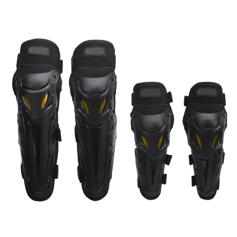 Sulaite Motorcycle Knee Shin Guard Adjustable 45 To 180 Degrees Ergonomic Fit - Easy Buckle Design with 3 Sections Elastic Straps Motorcycle Knee Elbow Protector for Motocross Racing Skiing Skating - Image 2