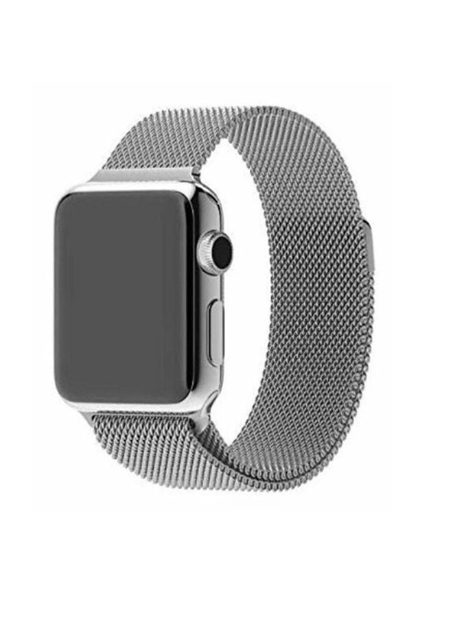 O Ozone Milanese Loop Metal Bands For Apple Watch Series 10 | Ultra 2 | 8 Ultra | 9 | 8 | 7 | 6, 49/46/45/44/42mm , Magnetic Mesh Wristbands- Silver  - Image 1