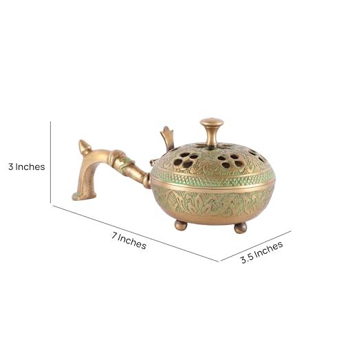 Skywalk Hand Crafted Metal Lobandan Charcoal Incense Burner/Bakhoor Burner (Green) - Image 3