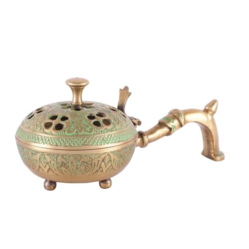 Skywalk Hand Crafted Metal Lobandan Charcoal Incense Burner/Bakhoor Burner (Green) - Image 2