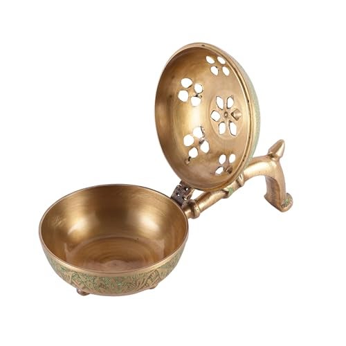 Skywalk Hand Crafted Metal Lobandan Charcoal Incense Burner/Bakhoor Burner (Green) - Image 4