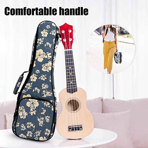 MUINS Ukulele Case,21 inch Ukelele Case Thicker Pad For Soprano Concert Tenor Uke (Blue Flower, Soprano (Fits ukuleles 19.69-21.26 inches long)) - Image 3